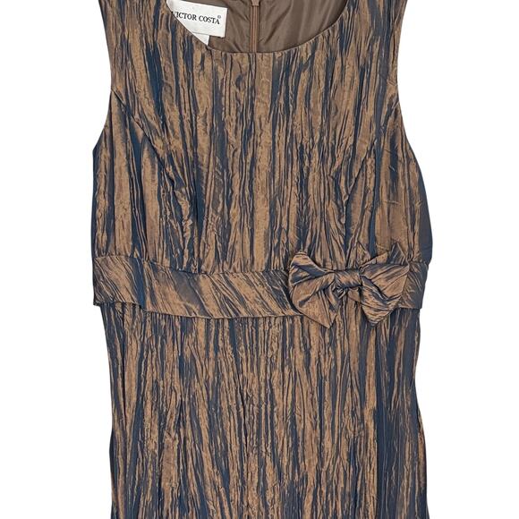 Victor Costa Vintage Blue & Brown Iridescent Crinkle Dress 12 - Picture 3 of 6